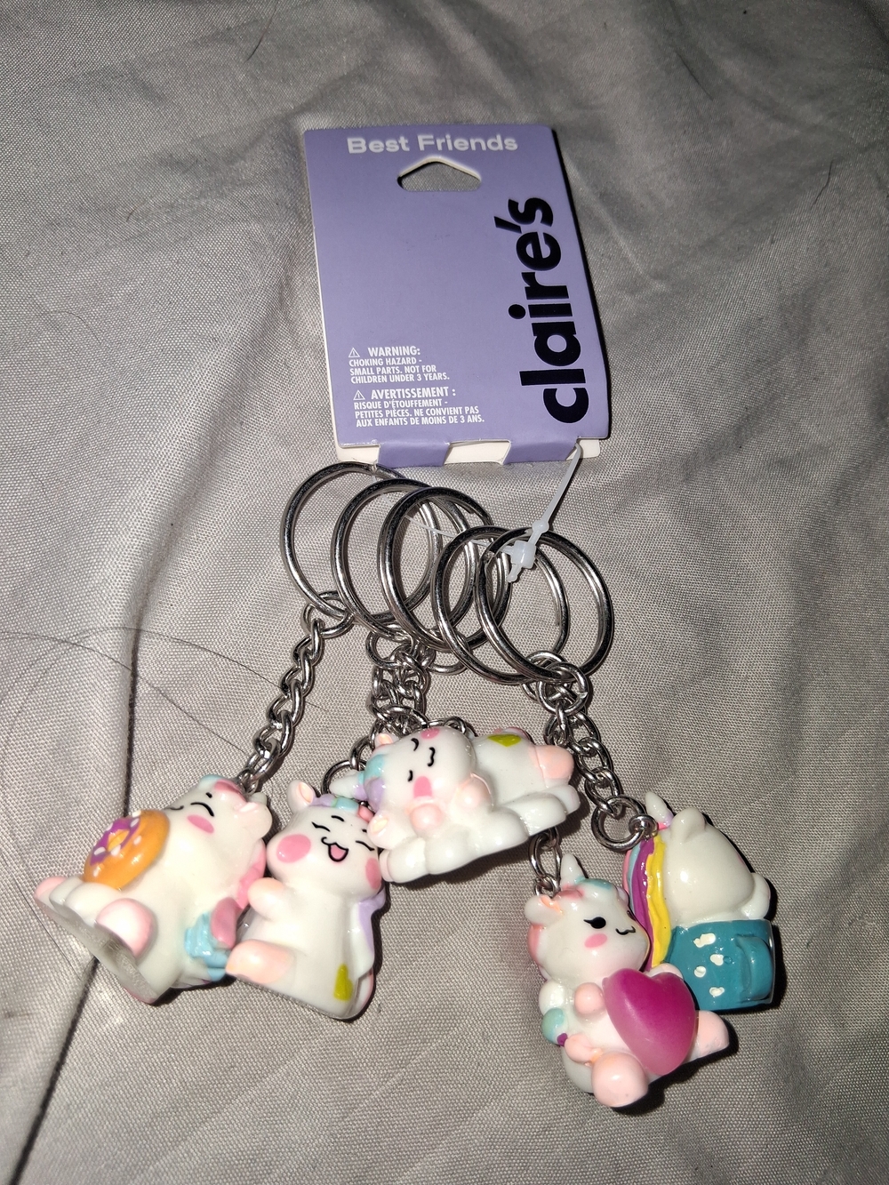 Claire's Kids White Unicorn Keychain Set - Pastel Accent Charms